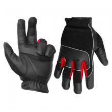 Toolway 105592 - 1 Pair Contractor Gloves Anti-Vibe Black/Red With PU Palm Black (L)