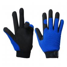Toolway 105596 - 1 Pair Mechanic Gloves Blue/Black With Synthetic Leather Palm Black (XL)