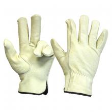 Toolway 105601 - 1 Pair Unlined Pigskin Driver Gloves Elastic Cuff Cotton Hem (M)