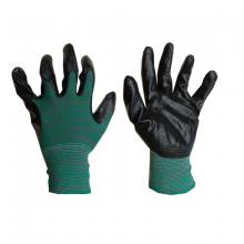 Toolway 105613 - 1dz. Knitted Polyester Gloves Green With Black Nitrile Palm (M)