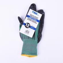 Toolway 105614 - 1dz. Knitted Polyester Gloves Green With Black Nitrile Palm (L)