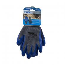 Toolway 105643 - 1dz. Knitted Cotton Gloves Gray With Crinkle Latex Palm Blue (L)