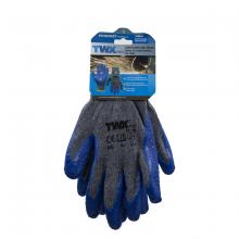 Toolway 105644 - 1dz. Knitted Cotton Gloves Gray With Crinkle Latex Palm Blue (XL)