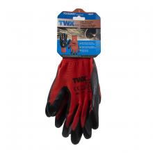Toolway 105647 - 1dz. Knitted Polyester Gloves Red With Nitrile Black PU Palm (XL)