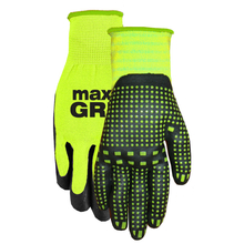 Toolway 88094002 - 1Pair Gloves Work Unisex Max Grip Chemical Resistant Size: L/XL Nitrile Palm Yellow Hi-Vis