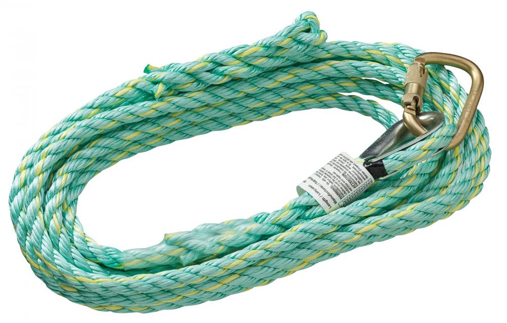 Vertical Lifelines - Premium Extruded Co-Polymer Fibre - Carabiner Anchor End/Back Splice Trailing E