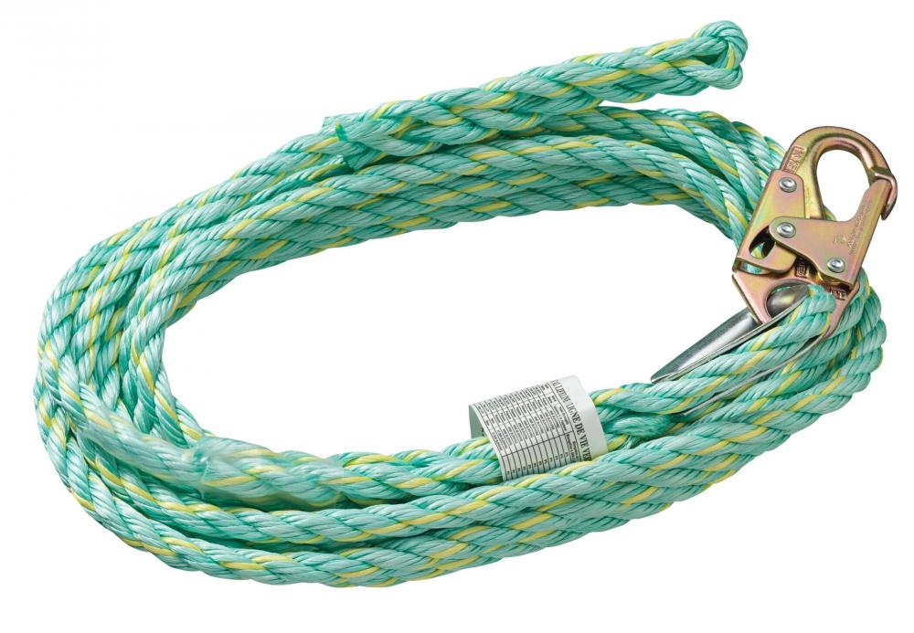 Vertical Lifelines - Premium Extruded Co-Polymer Fibre - Anchor End Snap Hook/Trailing End Back Spli