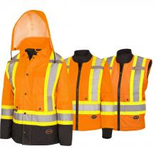 Pioneer V1121151-3XL - Women's Hi-Vis 7-in-1 Jacket - Waterproof - Detach Hood - Black Bottom - Hi-Vis Orange - 3XL