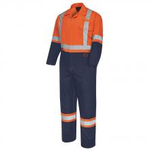 Pioneer V2022510-46 - 2-Tone Poly/Cotton Safety Coveralls - Zipper Closure - Orange/Navy - 46