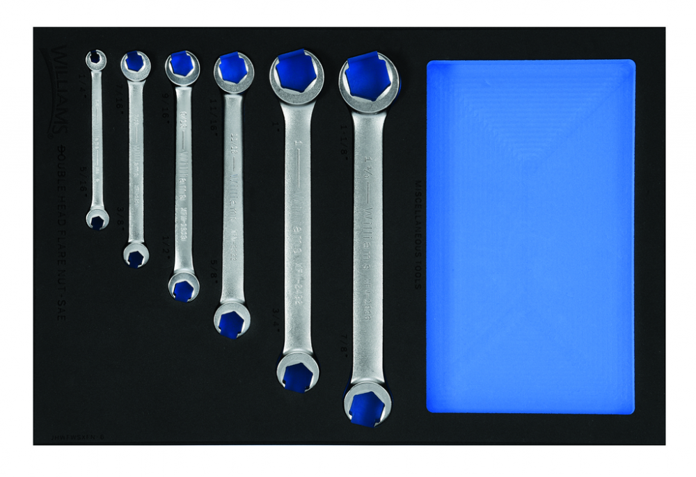 6 pc SAE Double Flare Nut Wrench Set in 1/3 Foam Drawer Inset