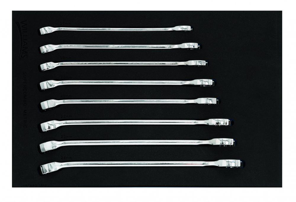 8 pc Metric 12-Point SUPERCOMBO  Combination Wrench Set in 1/3 Foam Drawer Inset (17-24 mm)
