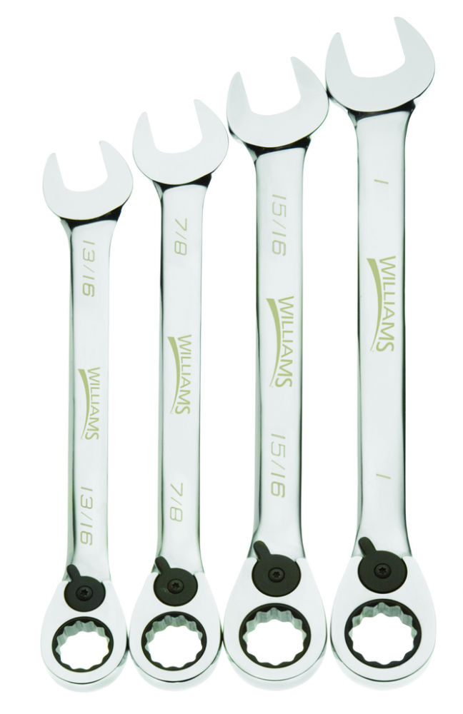 4 pc SAE Reversible Ratcheting Combination Wrench Set