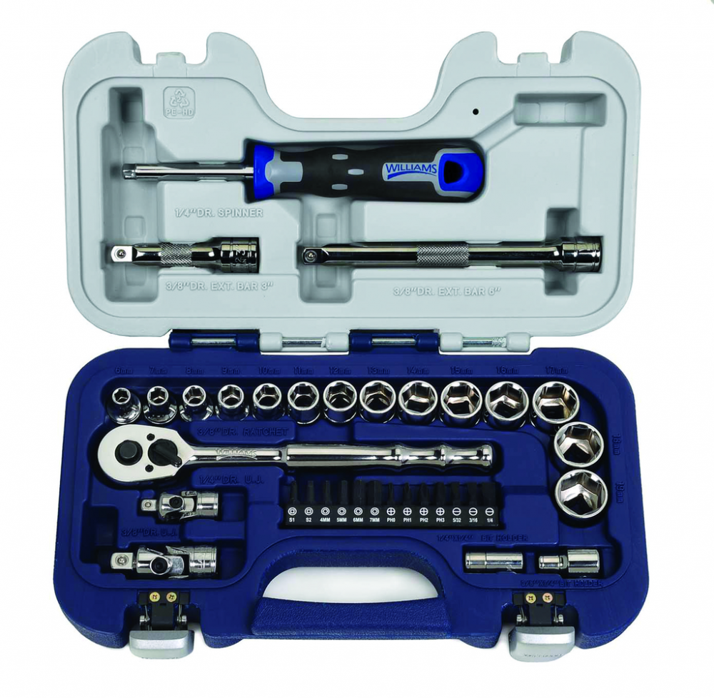 35 pc 6 Drive 6-Point Metric Basic Tool Set with 1/4&#34; Hex Screwdriver Bits packed in Rugged Case