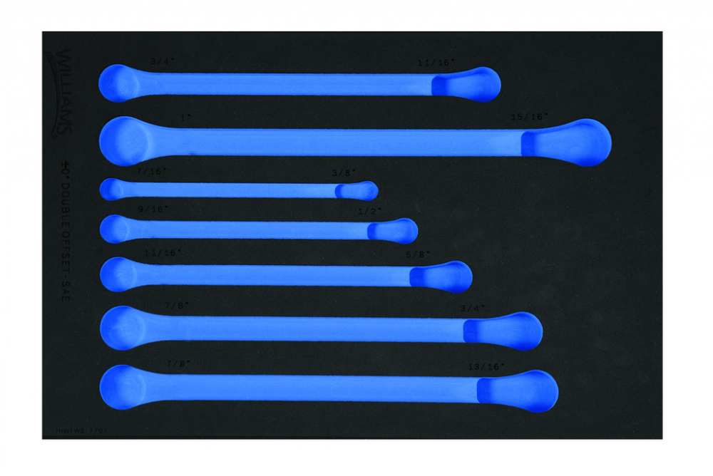 1/3 Foam Drawer Inset Only for 7 pc SAE Double Head 10  Offset Box End Wrench Set