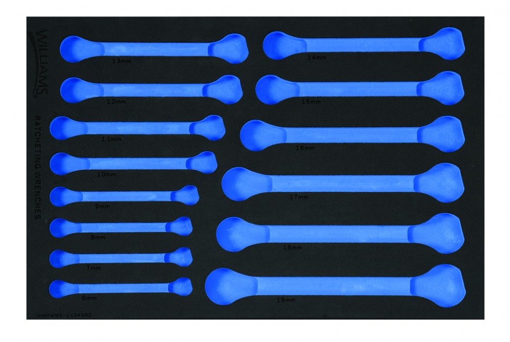 1/3 Foam Drawer Inset Only for 14 pc Metric Ratcheting Combination Wrench Set (8-19 mm)