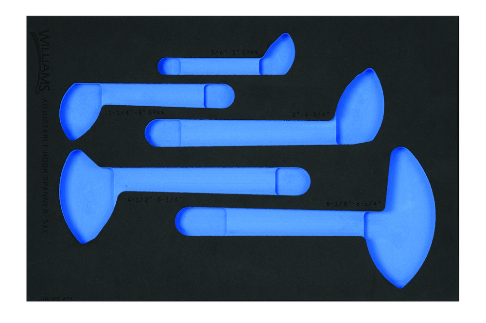 1/3 Foam Drawer Inset Only for 5 pc Adjustable Hook Spanner Wrench Set