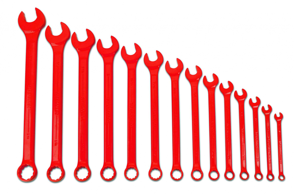 14 pc SAE SUPERCOMBO  High Visibility Red Combination Wrench Set