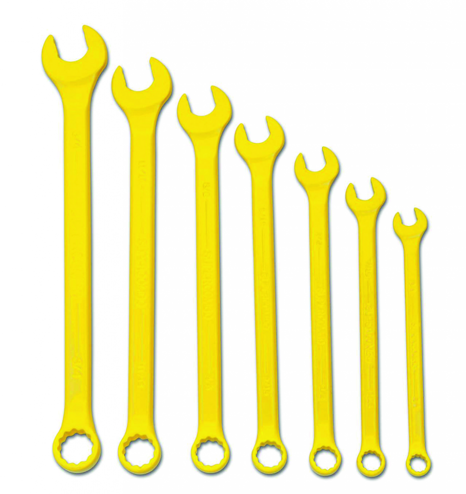 7 pc SAE SUPERCOMBO  Combination High Visibilty Yellow Wrench Set