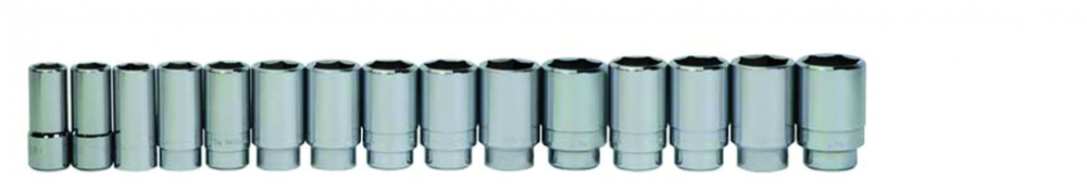 15 pc 3/4&#34; Drive 6-Point Metric Deep Socket Set on Rail and Clips