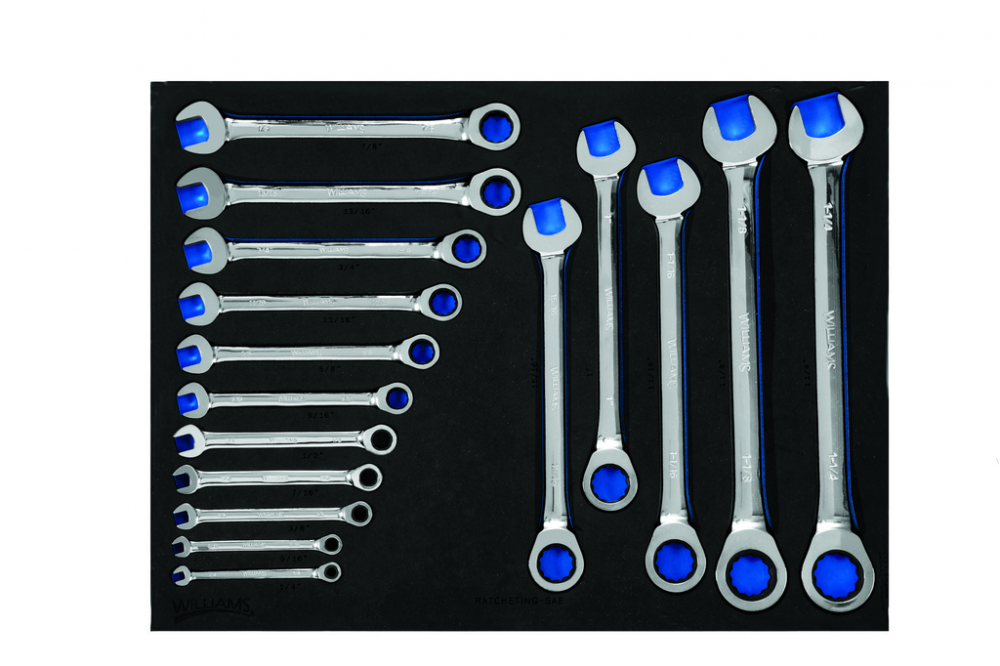 16 pc SAE Ratcheting Combination Wrench Set in 1/3 Foam Drawer Inset (1/4 to 1-1/4)
