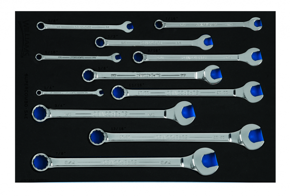 11 pc SAE 12-Point SUPERCOMBO  Combination Wrench Set in 1/3 Foam Drawer Inset (1/4 to 7/8)