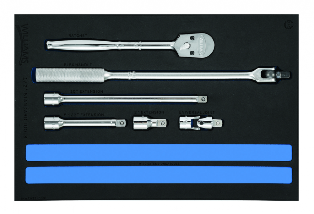 6 pc 1/2&#34; Drive Ratchet and Drive Tool Set in 1/3 Foam Drawer Inset