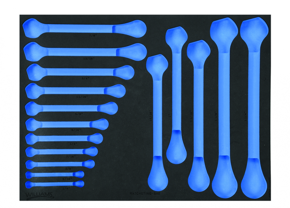 1/3 Foam Drawer Inset Only for 16 pc SAE Ratcheting Combination Wrench Set (1/4 to 1-1/4)