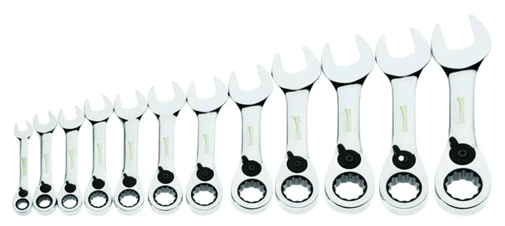 12 pc Metric Stubby Reversible Ratcheting Combination Wrench Set