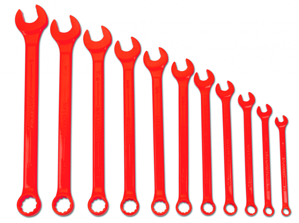 11 pc SAE SUPERCOMBO  High Visibility Red Combination Wrench Set