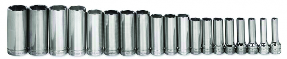 19 pc 3/8&#34; Drive 6-Point Metric Deep Socket on Rail and Clips