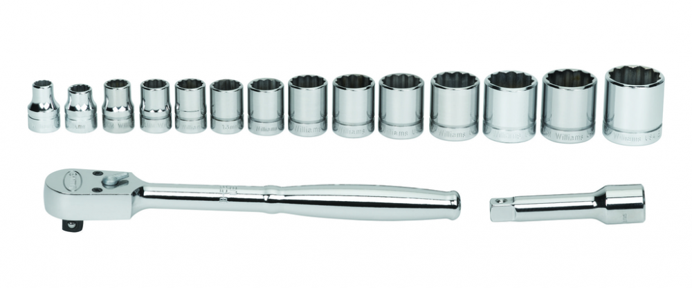 16 pc 3/8&#34; Drive 12-Point Metric Shallow Socket and Drive Tool Set Packed Keep Safe Foam in Meta