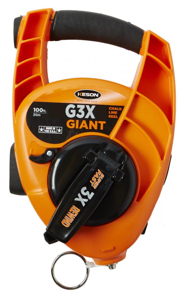 CHALK LINE REEL, GIANT, 3X1 REWIND, 100 FT