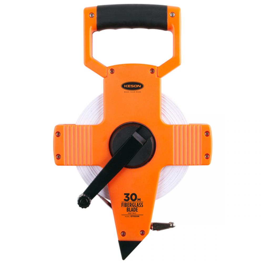30M, UNITS: METRIC 2MM/5MM DOUBLE SIDED FIBERGLASS TAPE MEASURE W/HOOK