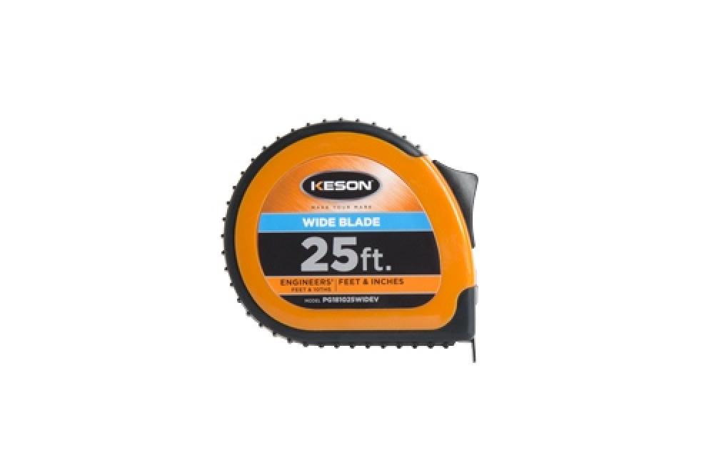 25 FT x 1 3/16 IN, WIDE, NYLON COATED STEEL , UNITS: FT, 1/10, 1/100, & FT, 1/8, 1/16, ORANGE