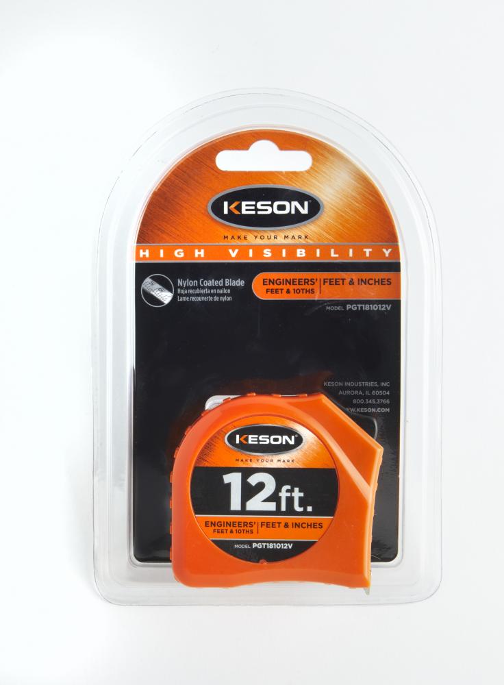12 FT x 5/8 IN, TOGGLE LOCK, NYLON COATED STEEL , UNITS: FT, 1/8, 1/16 & FT, 1/10, 1/100, ORANGE