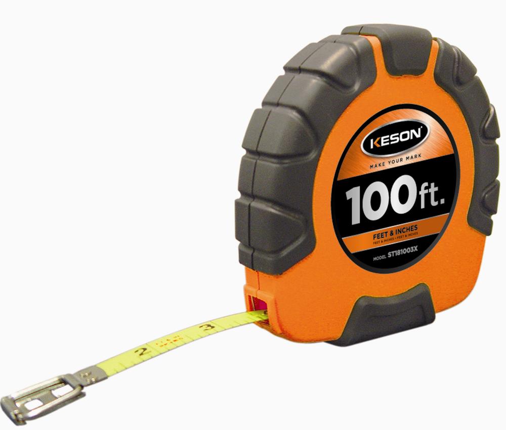 100 FT, UNITS: 10, 100 LACQUER COATED STEEL TAPE WITH HOOK 3X1 REWIND