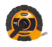 Keson ST18M1003X - 100 FT, UNITS: IN, 1/8, AND METRIC LACQUER COATED STEEL TAPE WITH HOOK 3X1 REWIND