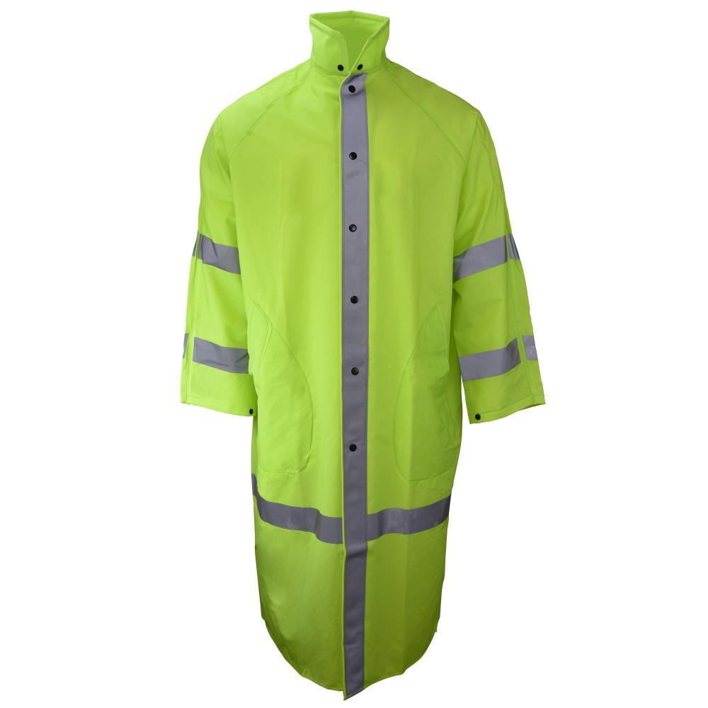 1870C Econo-Viz Coat with Snap-On Hood and Reflective Tape - Hi-Vis Lime - Size 4X