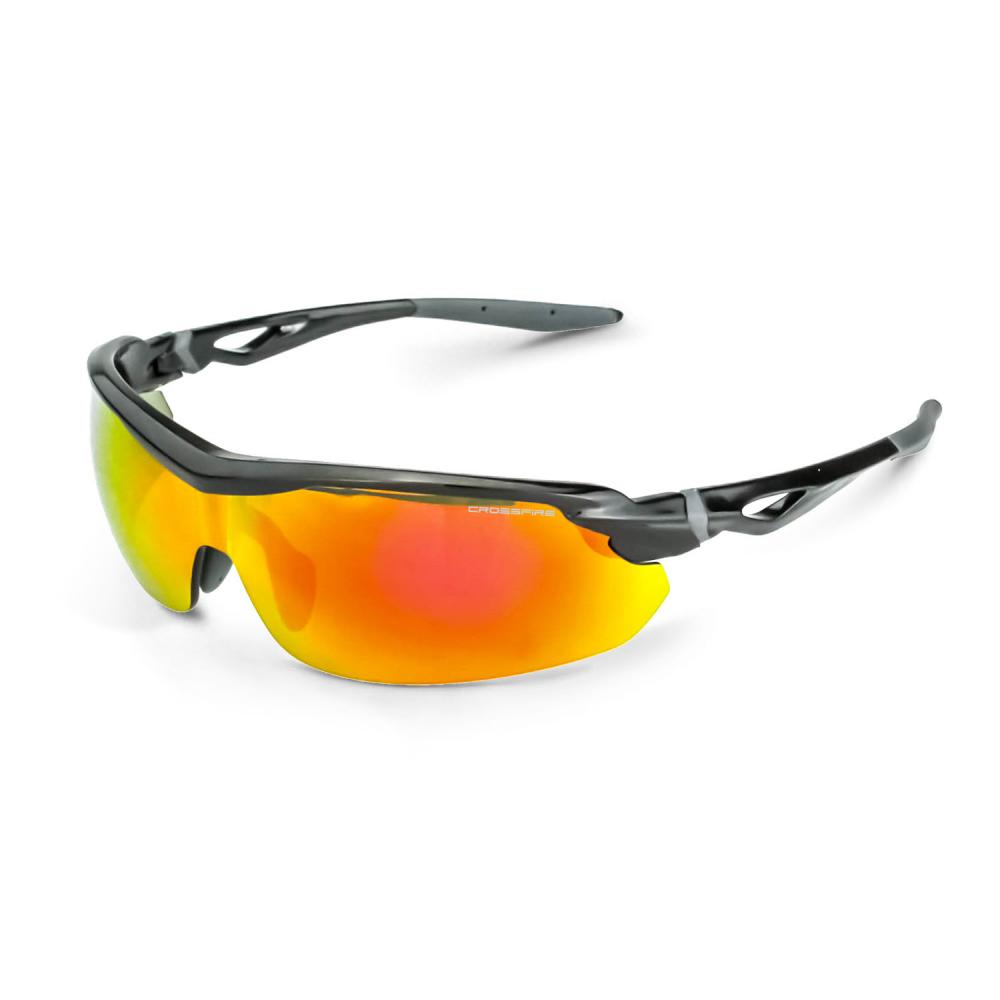 Cirrus Premium Safety Eyewear - Shiny Black Frame - Red Mirror Lens