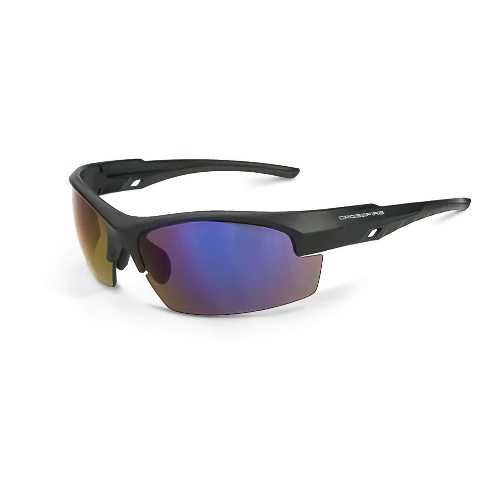 Crucible Premium Safety Eyewear - Matte Black Frame - Blue Mirror Lens