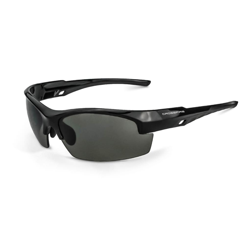 Crucible Premium Safety Eyewear - Shiny Black Frame - Smoke Lens