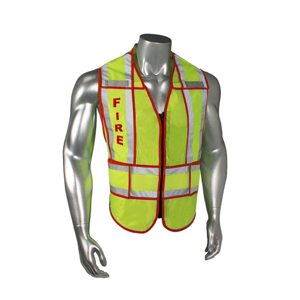 LHV-207-SPT-EMS EMS Safety Vest - Fire - Red Trim - Green - Size 2X-4X
