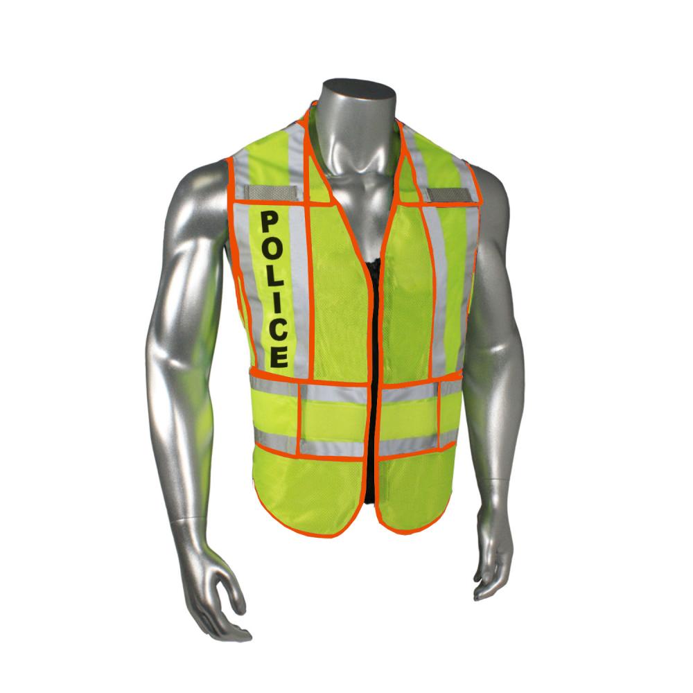 LHV-207-SPT-EMS EMS Safety Vest - Police - Orange Trim - Green - Size M-XL