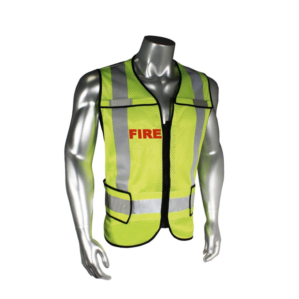 LHV-5-PC-ZR-EMS EMS Safety Vest - Fire - Black Trim - Green - Size M-XL