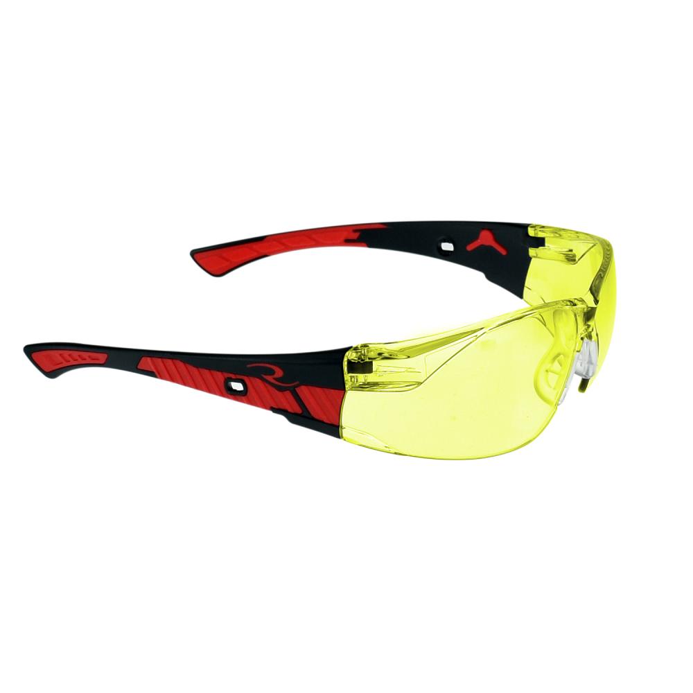 Obliterator™ Safety Eyewear - Black/Red Frame - Amber Lens