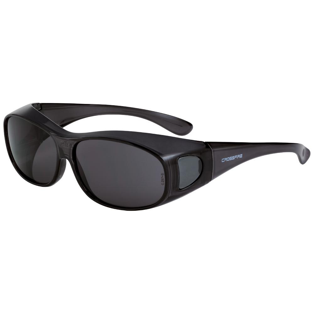 OG3 Over the Glass Safety Eyewear - Crystal Black Frame - Smoke Lens - Large