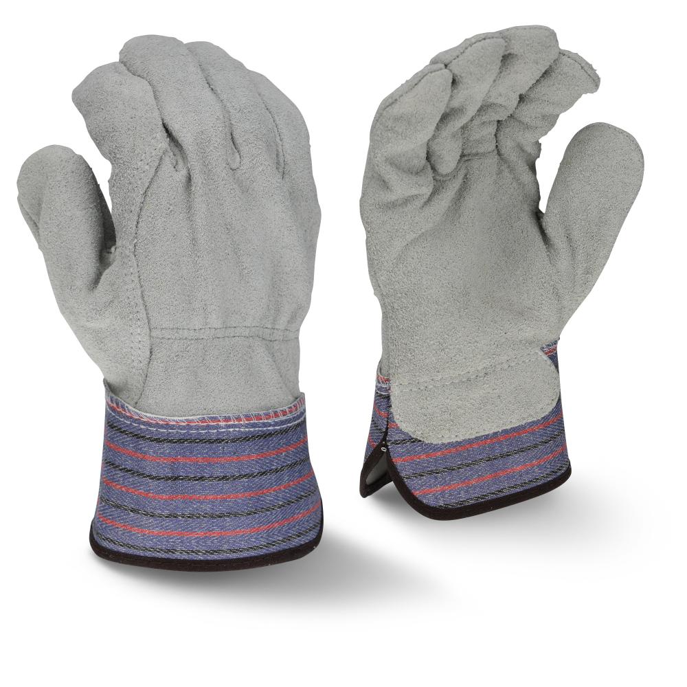 RWG3206 Full Regular Shoulder Gray Split Cowhide Leather Palm Glove - Size L