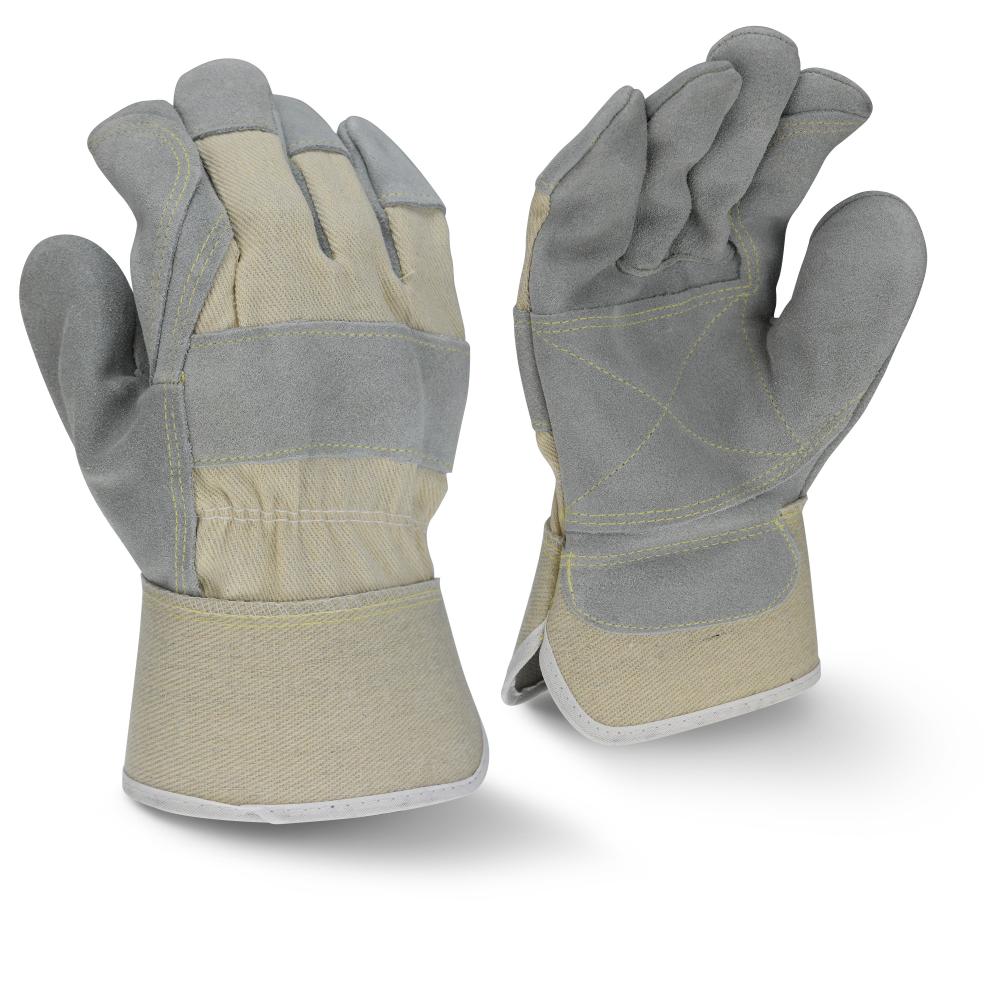 RWG3400W Side Split Gray Cowhide Leather Double Palm Glove - Size M