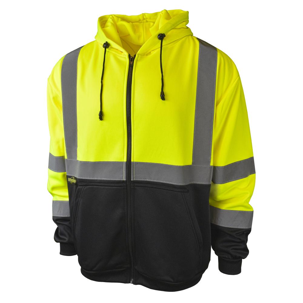 SJ01B-3 Class 3 Color Blocked Hooded Zippered Sweatshirt - Green - Size 2X