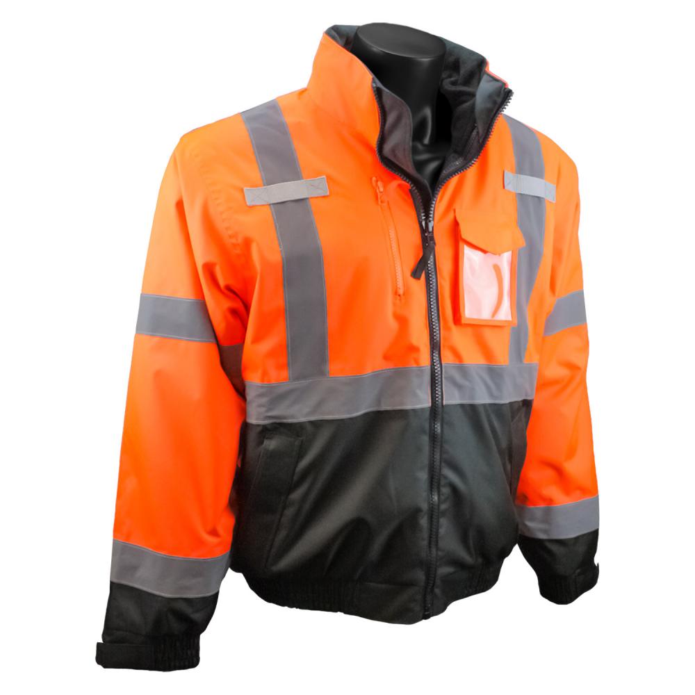 SJ210B Three-in-One Deluxe High Visibility Bomber Jacket - Orange/Black Bottom - Size 4X